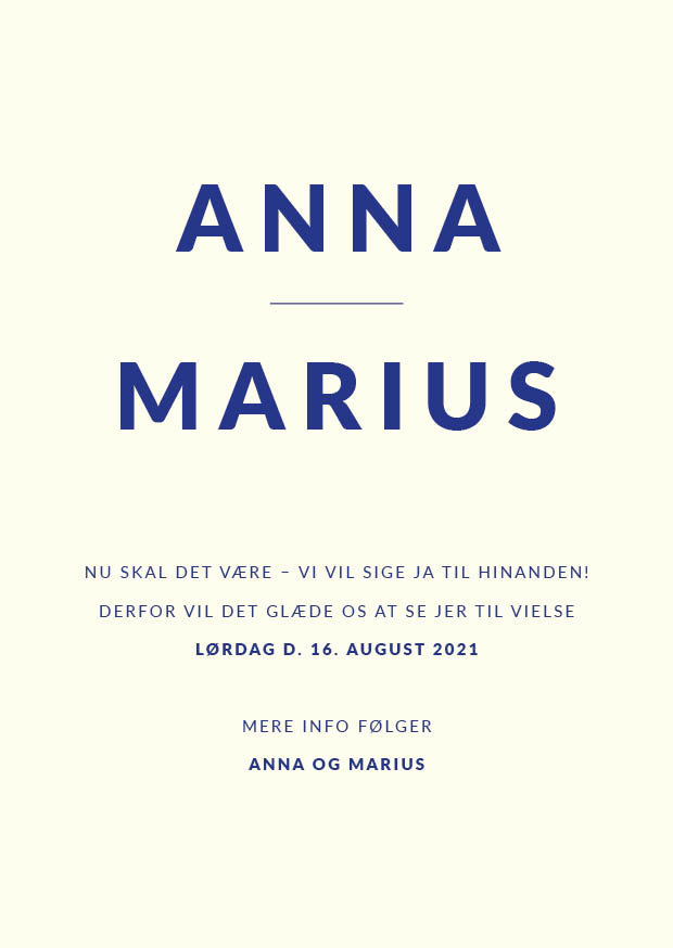 Minimalistisk - Anna & Marius Save The Date